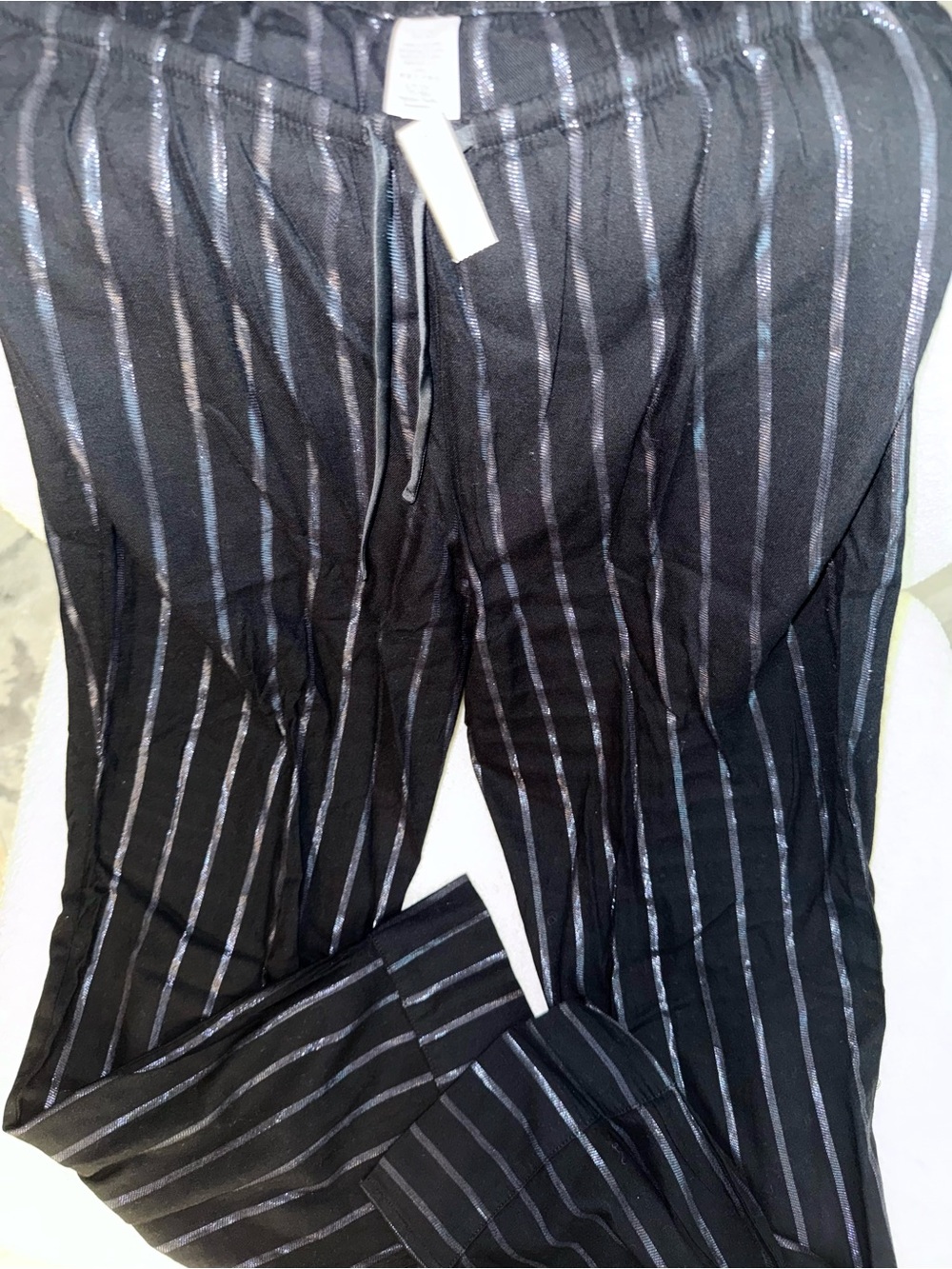 NWT Victorias Secret bling striped Pajama pants Small black